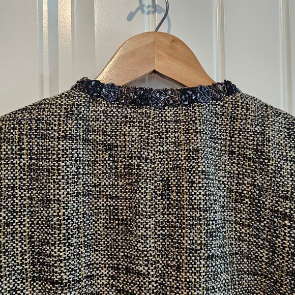 Vtg Josephine Chaus Tweed Blazer Women Sz 6 Brown Silk Beaded Career Academia - Picture 9 of 12